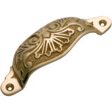 Tradco Ornate Cast Brass Drawer Pull Handle - 110mm - Polished Brass