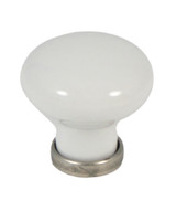 Castella Manor White Porcelain Cabinet Knob - 30mm - Pewter