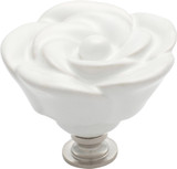 Tradco White Porcelain Flower Cupboard Knob - 50mm - Chrome