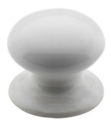 Tradco White Porcelain Stepped Base Cupboard Knob - 30mm