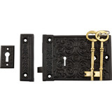 Tradco Decorative Rim Lock - 130 x 90mm - Matte Black