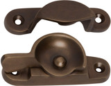 Tradco Sash Window Fastener - 65 x 25mm - Antique Brass