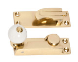 Tradco Porcelain Ball Sash Window Fastener - 73 x 26mm - Polished Brass