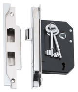 Tradco Rebated Skeleton Key Mortice Lock - 3 Lever - 57mm Backset - Chrome