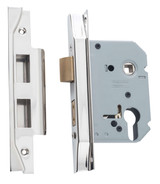 Tradco Rebated Euro Mortice Lock - 57mm Backset - Polished Nickel