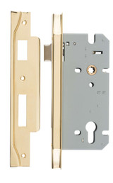 Iver Rebated Euro 85 Mortice Lock - 60mm Backset - Polished Brass