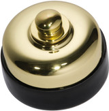 Tradco Black Porcelain Base Fan Controller - 60mm - Polished Brass