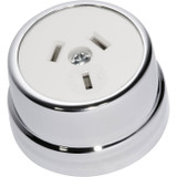 Tradco Traditional White Socket Power Point - 50mm - Chrome