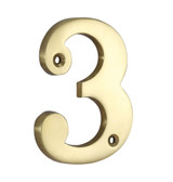 '3' House Number - 75mm - Polished Brass