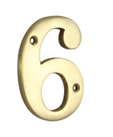 '6' House Number - 50mm - Polished Brass