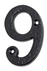 Tradco '9' Iron House Number - 75mm - Matte Black