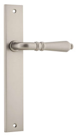 Iver Sarlat Lever Door Handle - Rectangular Plate - 240 x 38mm - Satin Nickel