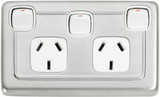 Tradco Rocker Double Power Point with Switch - Satin Chrome