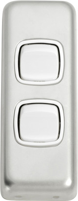 Tradco Architrave 2 Gang Rocker Light Switch - 82 x 30mm - Satin Chrome