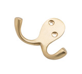 Tradco Double Robe Hook - 75 x 30mm - Satin Brass
