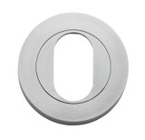 Iver Round Oval Cylinder Escutcheon - 52mm - Brushed Chrome  (Pair)
