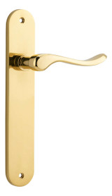 Iver Stirling Lever Door Handle - Oval Plate - 240 x 40mm - Polished Brass