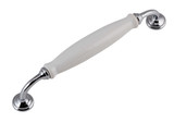 Tradco White Porcelain Cabinet Pull Handle - 256mm - Chrome