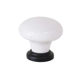 Tradco White Porcelain Cabinet Knob - 32mm - Matte Black