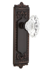 Nostalgic Classical Crystal Chateau Door Knob - Egg & Dart Plate - 222 x 67mm - Timeless Bronze
