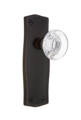 Nostalgic Round Clear Crystal Door Knob - Bungalow Plate - 181 x 67mm - Timeless Bronze