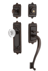 Nostalgic Heritage Crystal Egg & Dart Entry Door Handleset - S Grip - Timeless Bronze