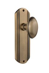 Nostalgic Streamline Homestead Door Knob - Art Deco Plate - 178 x 61mm - Antique Brass
