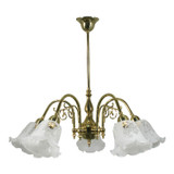 Lighting Inspirations Rod Pendant Light - 5 Arm - 5008 Etched Glass - 820mm - Polished Brass
