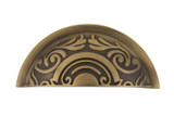 Nostalgic Victorian Drawer Pull Handle - 76mm CTC - Antique Brass
