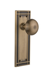 Nostalgic Spanish Colonial New York Door Knob - Mission Plate - 184 x 64mm - Antique Brass