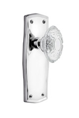 Nostalgic Crystal Victorian Door Knob - Bungalow Plate - 181 x 67mm - Bright Chrome