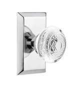 Nostalgic Ornate Crystal Egg & Dart Door Knob - Studio Plate - 102 x 64mm - Bright Chrome