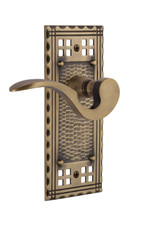 Nostalgic Manor Lever Door Handle - Arts & Crafts Plate - 171 x 76mm - Antique Brass