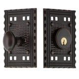 Nostalgic Traditional Arts & Crafts Deadbolt - 107 x 73mm - Timeless Bronze