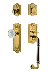 Nostalgic Classical Crystal Meadows Entry Door Handleset - C Grip - Lifetime Brass