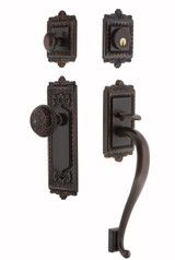 Nostalgic Baroque Egg & Dart Entry Door Handleset - S Grip -Timeless Bronze