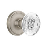 Nostalgic Decorative Crystal Egg & Dart Door Knob - Classic Rosette - 64mm - Satin Nickel