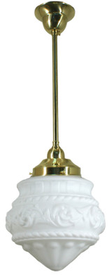 Lighting Inspirations Rod Pendant Light - 8" Premier Glass - 230mm - Polished Brass
