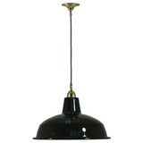 Lighting Inspirations Brown Cord Pendant Light - Warehouse Shade - 300mm - Polished Brass
