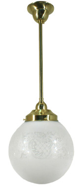 Lighting Inspirations Rod Pendant Light - Sheffield French Etched Glass - Polished Brass
