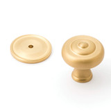 Castella Decade Fluted Cabinet Knob with Backplate - 38mm - Satin Brass