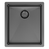 Piazza Small Single Bowl Kitchen Sink - 390x445mm - Black Pearl