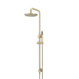 Meir Round Twin Shower Rail with Waterfall Head - Satin Brass