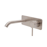 Fienza Kaya Wall Mounted Bath or Basin Mixer Tap - Square Plate - Brushed Nickel