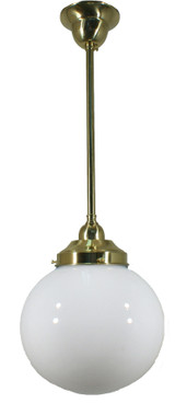 Lighting Inspirations Rod Pendant Light - Sphere Glass - 200mm - Polished Brass

