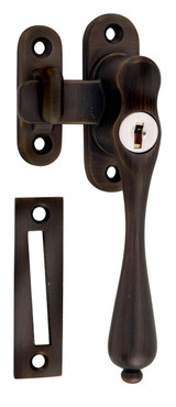 Tradco Lockable Teardrop Casement Fastener - Right Hand - 115 x 34mm - Antique Brass