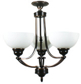 Lighting Inspirations Houston Close to Ceiling Light - 3 Arm - 490 x 440mm - Bronze