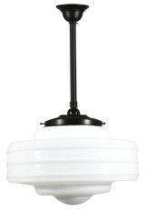 Lighting Inspirations Rod Pendant Light - 14" Detroit Glass - 340mm - Patina Black
