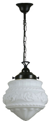 Lighting Inspirations Chain Pendant Light - Premier Glass - 230mm - Patina Black
