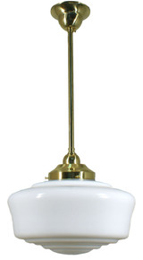 Lighting Inspirations Rod Pendant Light - Moulins Glass - 300mm - Polished Brass
